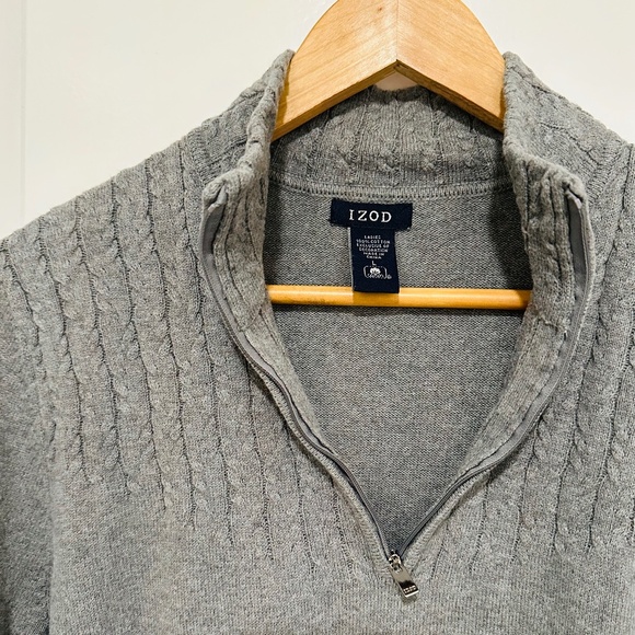 IZOD Women’s size large 100% cotton quarter zip long sleeve sweater - Picture 6 of 10